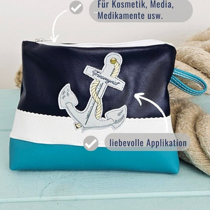 kleine Kosmetiktasche, Kulturtasche maritim